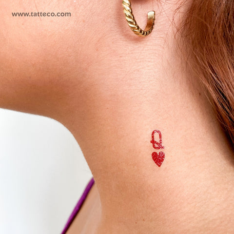 Queen of Hearts Temporary Tattoo - Set of 3