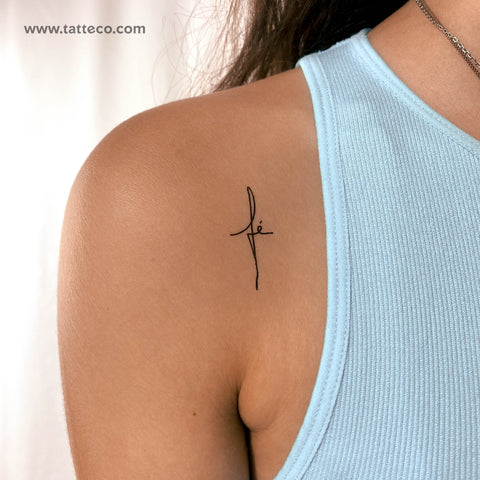 Small Fé Cross Temporary Tattoo - Set of 3