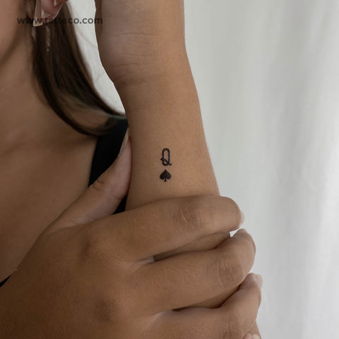 Small Queen Of Spades Temporary Tattoo - Set of 3