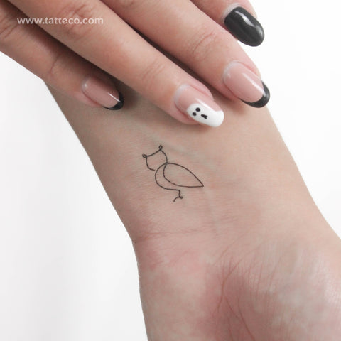 Single Line Owl Temporary Tattoo - Set of 3