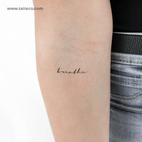 Handwritten Font Breathe Temporary Tattoo - Set of 3