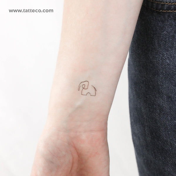 Single Line Elephant Temporary Tattoo - Set of 3