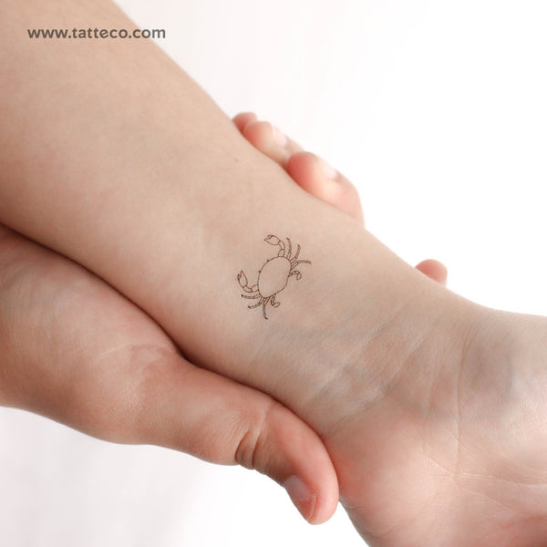 Fine Line Crab Temporary Tattoo - Set of 3