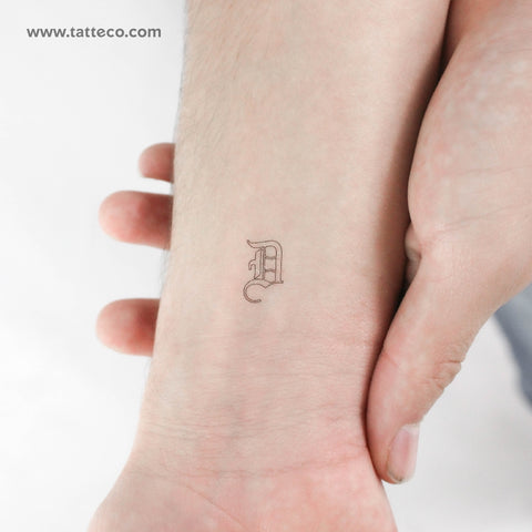 Old English D Letter Temporary Tattoo - Set of 3