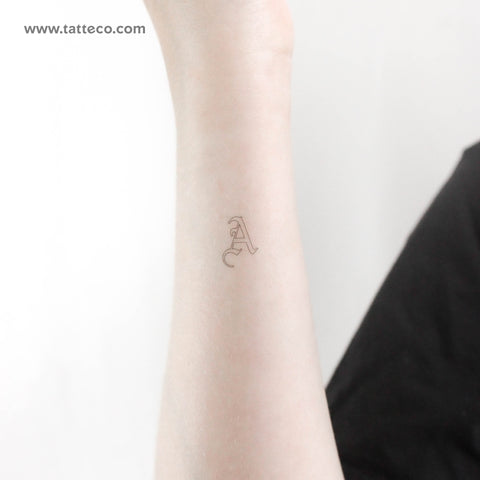 Old English A Letter Temporary Tattoo - Set of 3