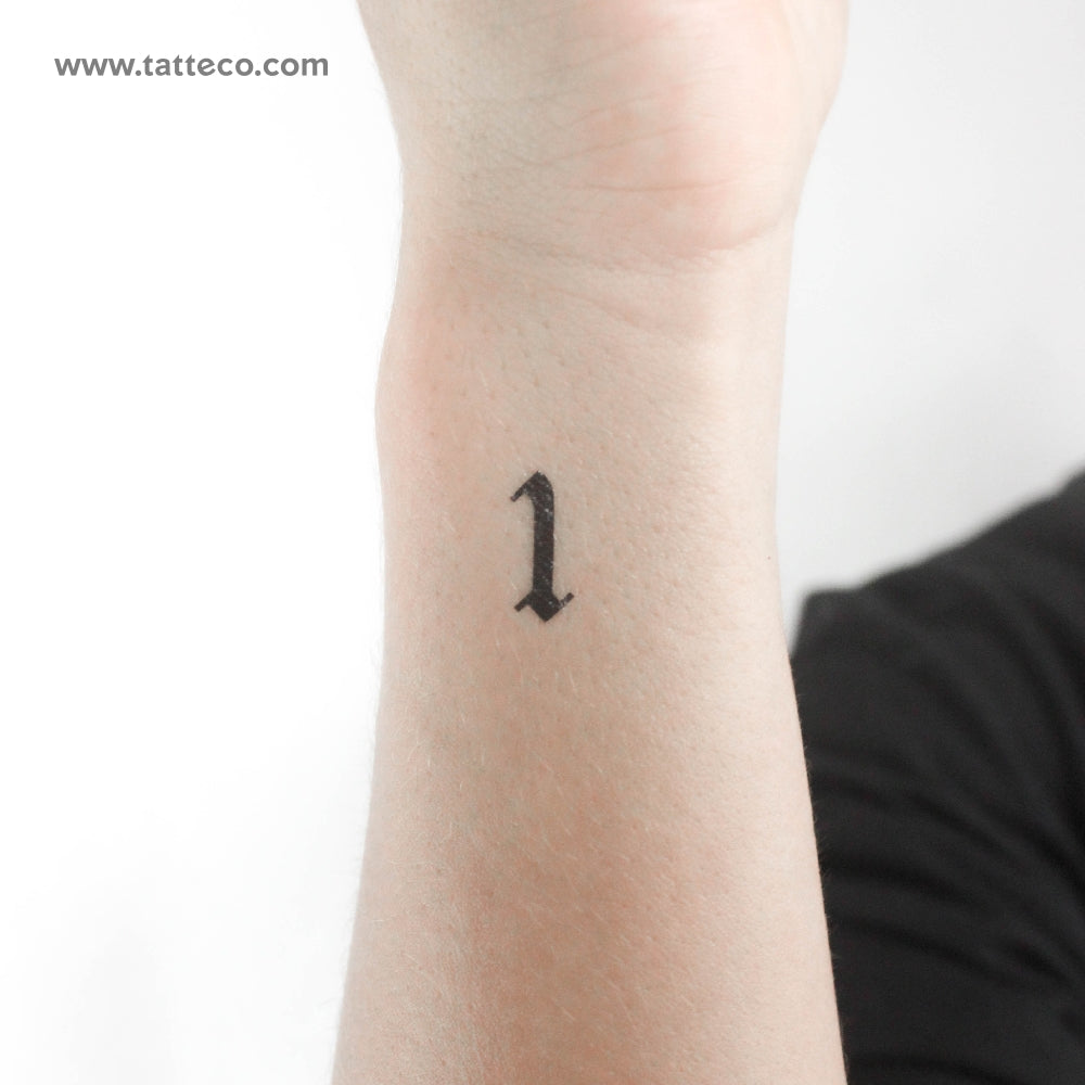 Gothic Style Number 1 Temporary Tattoo - Set of 3