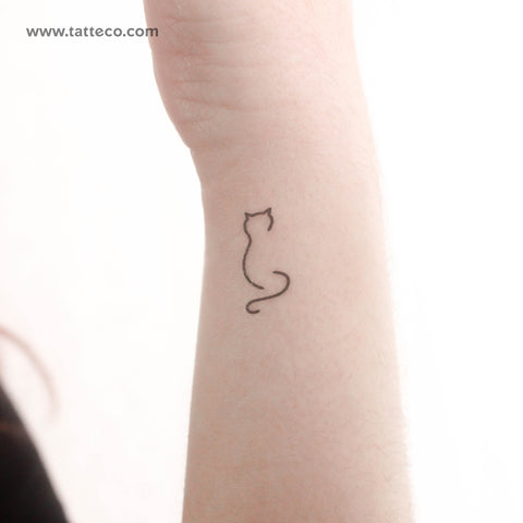 Minimalist Standing Cat Temporary Tattoo - Set of 3