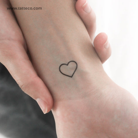 Minimalist Heart Outline Temporary Tattoo - Set of 3