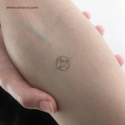 Flying Around The World Temporary Tattoo - Set of 3