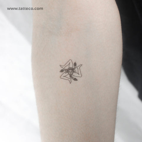 Sicilian Flag  Triskeles-with-Gorgoneion Temporary Tattoo - Set of 3