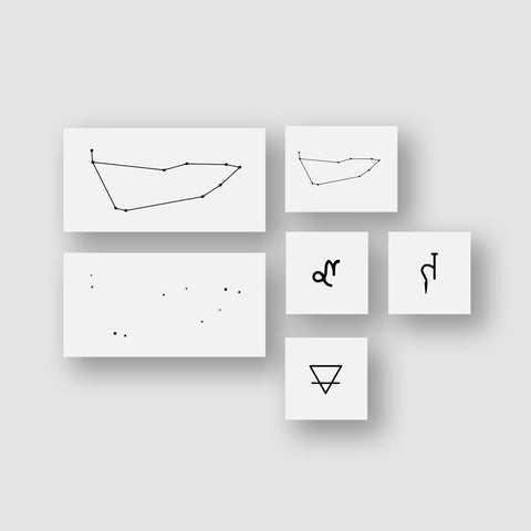 Capricorn Astrology Symbols Temporary Tattoo Set