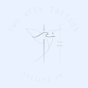 Wave And Cross Semi-Permanent Tattoo - Set of 2