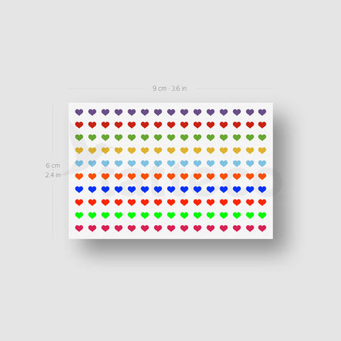 Rainbow Color Heart Nail Tattoos
